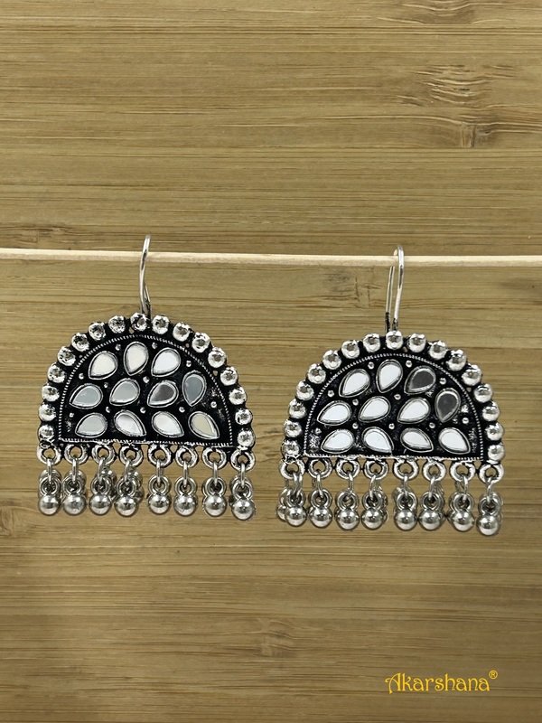 Oxidised Mirror Studded Earring A1OJ00008 Oxidised Mirror Studded Earring A1OJ00008