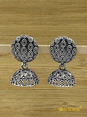 Oxidised Round Studded Jhumka A1OJ00014