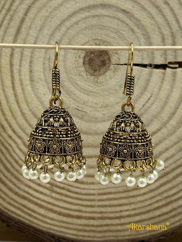 Mehndi Colour Jhumka with Pearl Drops A1OJ00046 Mehndi Colour Jhumka with Pearl Drops A1OJ00046