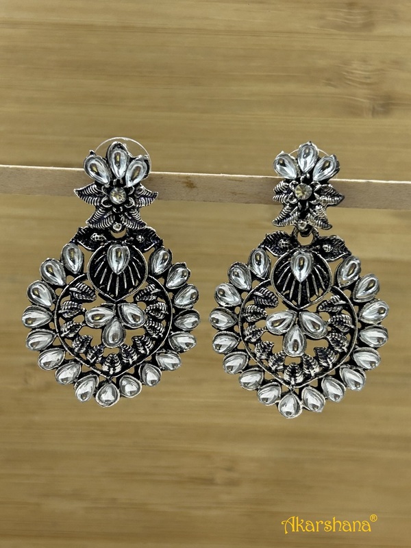 Silver Kundan Dangles A1TJ00003 Silver Kundan Dangles A1TJ00003