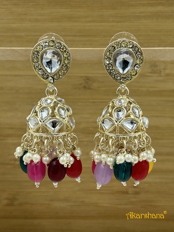 Light Gold Kundan and Stones Jhumka A1TJ00017 Light Gold Kundan and Stones Jhumka A1TJ00017
