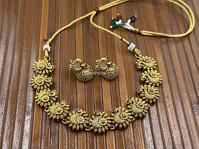 Antique Peacock Necklace with Jhumka A1TJ00075 Antique Peacock Necklace with Jhumka A1TJ00075