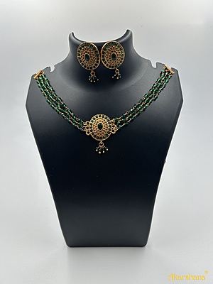Antique 3 Lines Green Hydro Crystal Choker A1TJ00077B Antique 3 Lines Green Hydro Crystal Choker A1TJ00077B