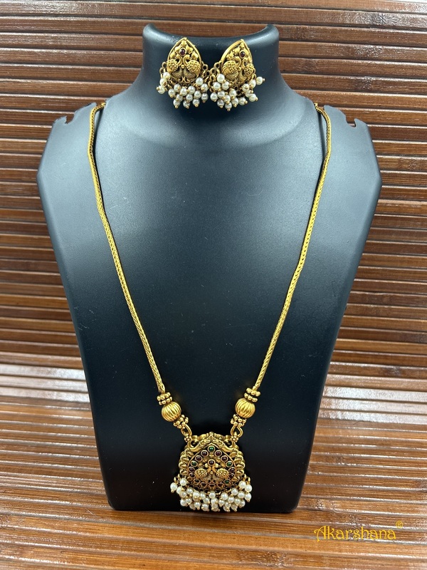 Antique Chain Mala with Peacock Pendant A1TJ00083A Antique Chain Mala with Peacock Pendant A1TJ00083A