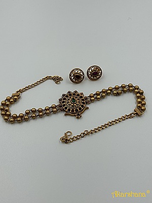 Antique 2 Lines Gold Balls Choker A1TJ00088 Antique 2 Lines Gold Balls Choker A1TJ00088
