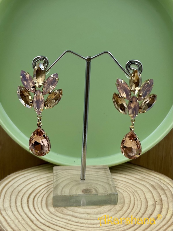 Pink and Gold Korean Crystal Dangles A6FJ00126A Pink and Gold Korean Crystal Dangles A6FJ00126A