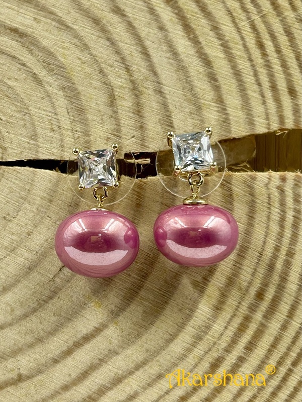 CZ Stone Pink Pearl Dangles A6FJ00195B CZ Stone Pink Pearl Dangles A6FJ00195B
