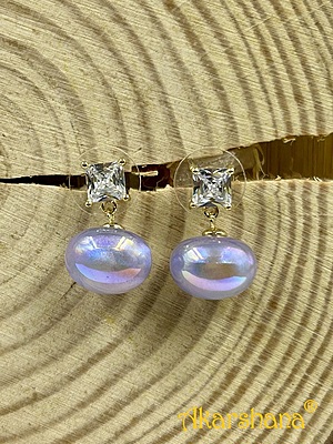 CZ Stone Purple Pearl Dangles A6FJ00195C