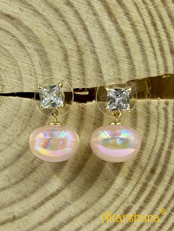 CZ Stone Baby Pink Pearl Dangles A6FJ00195D CZ Stone Baby Pink Pearl Dangles A6FJ00195D