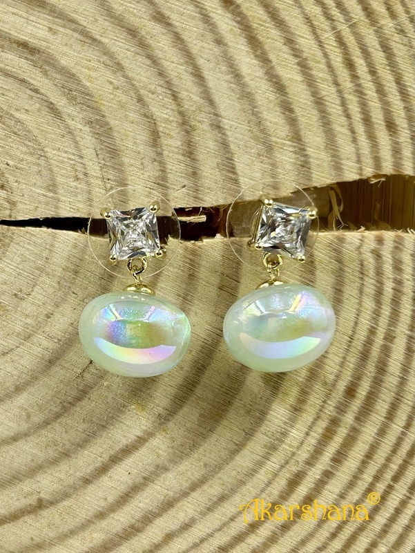 CZ Stone White Pearl Dangles A6FJ00195E CZ Stone White Pearl Dangles A6FJ00195E