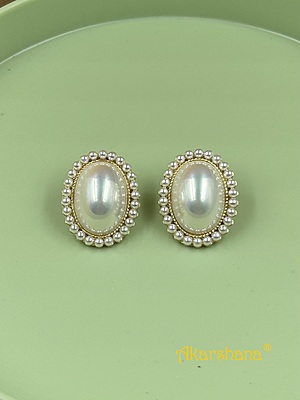 Oval Shape Pearl Studs A6FJ00218A