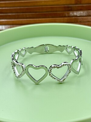 Anti Tarnish Silver Kada Bracelet with Stones A7FJ00016B Anti Tarnish Silver Kada Bracelet with Stones A7FJ00016B
