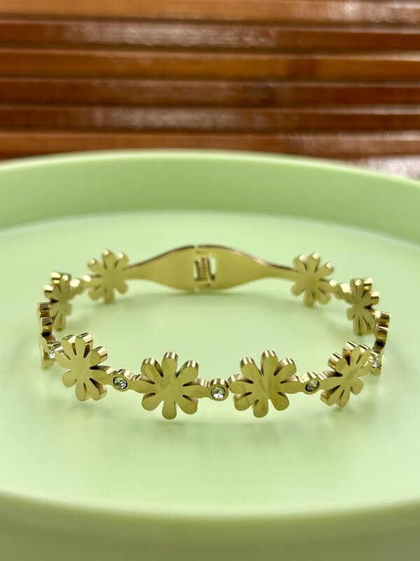 Anti Tarnish Gold Kada Bracelet with Stones A7FJ00016E Anti Tarnish Gold Kada Bracelet with Stones A7FJ00016E